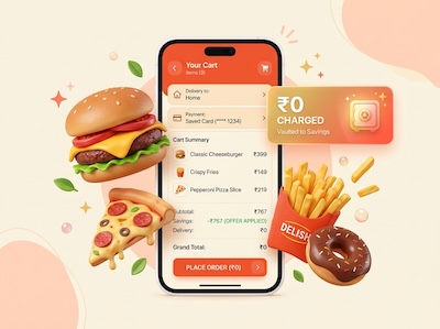 Build the cart, hit checkout, real menus and ₹0 charged